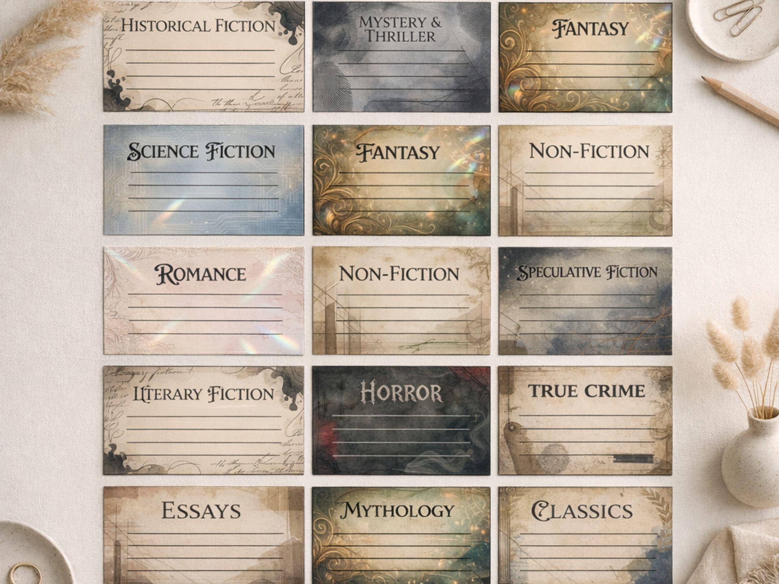 Reading Journal Gener Printable Reading Journal Genre Archive Pages. Dark Academia, Book ...