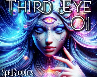 THIRD EYE OIL with Blue Apatite Crystal   Voodoo Hoodoo Wiccan Pagan    Nut~Free   Vegan Friendly