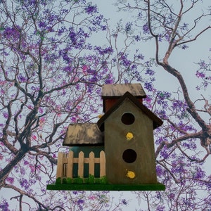 Neighborhood Wooden Hand Painted Birdhouse Decorative Birdhouse for Outdoors Best Wooden Bird Lover Gift