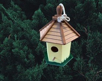 Wooden Hand Painted Birdhouse Decorative Birdhouse for Outdoors Best Wooden Bird Lover Gift