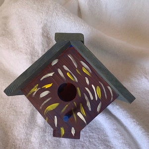 Wooden Hand Painted Birdhouse Decorative Birdhouse for Outdoors Best Wooden Bird Lover Gift