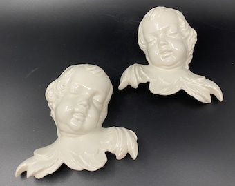 Pair of Karl Heinz Klette White Cherub/Angel Head Wall Hangings