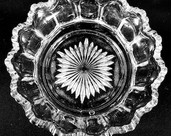 Heavy Pressed Glass Bowl in the Heisey Peerless Style