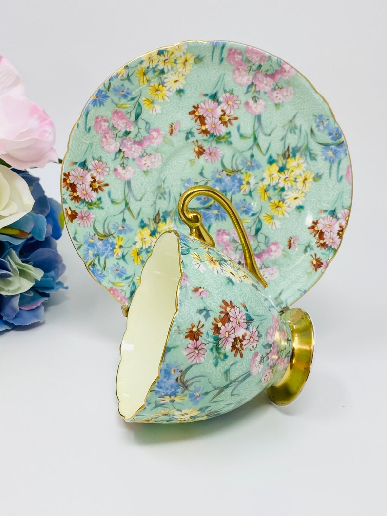 Shelley Chintz melody Pattern Tea Cup & Saucer Etsy