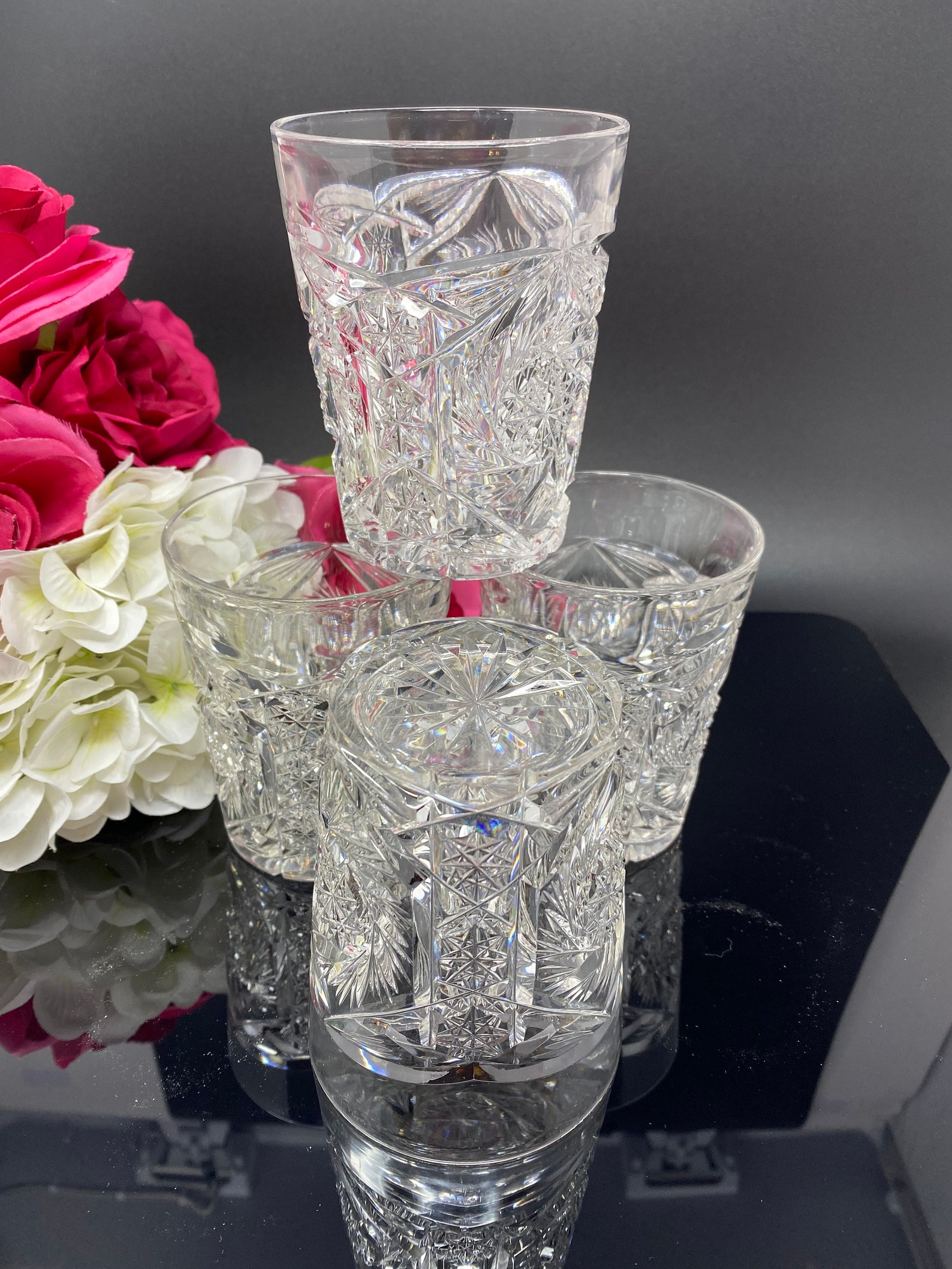 Brilliant Cut Crystal Tumblers Set of Four 4 Etsy