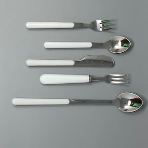 White Enamel Handled Table Silverware