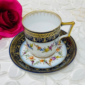 Royal Vienna Porcelain Cobalt Demitasse/Espresso Cup and Saucer
