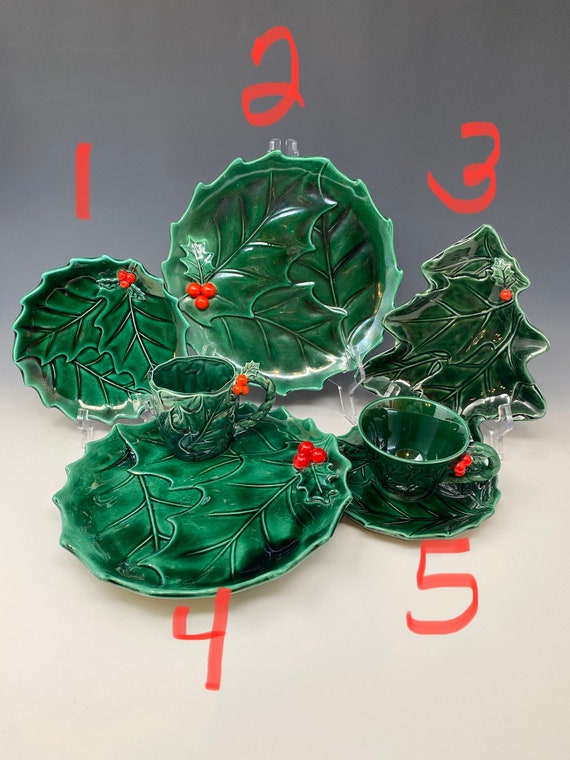Lefton Holly Berry and Green Dining and Serving Pieces Etsy Canada