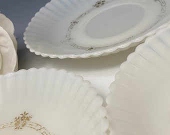 Macbeth-evans MONAX Petalware Milk/uranium Glass Petalware Saucers