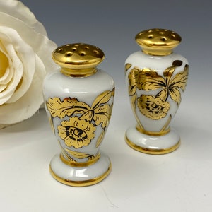 Stouffer Gold Orchid Salt and Pepper Shakers, Artist Signed