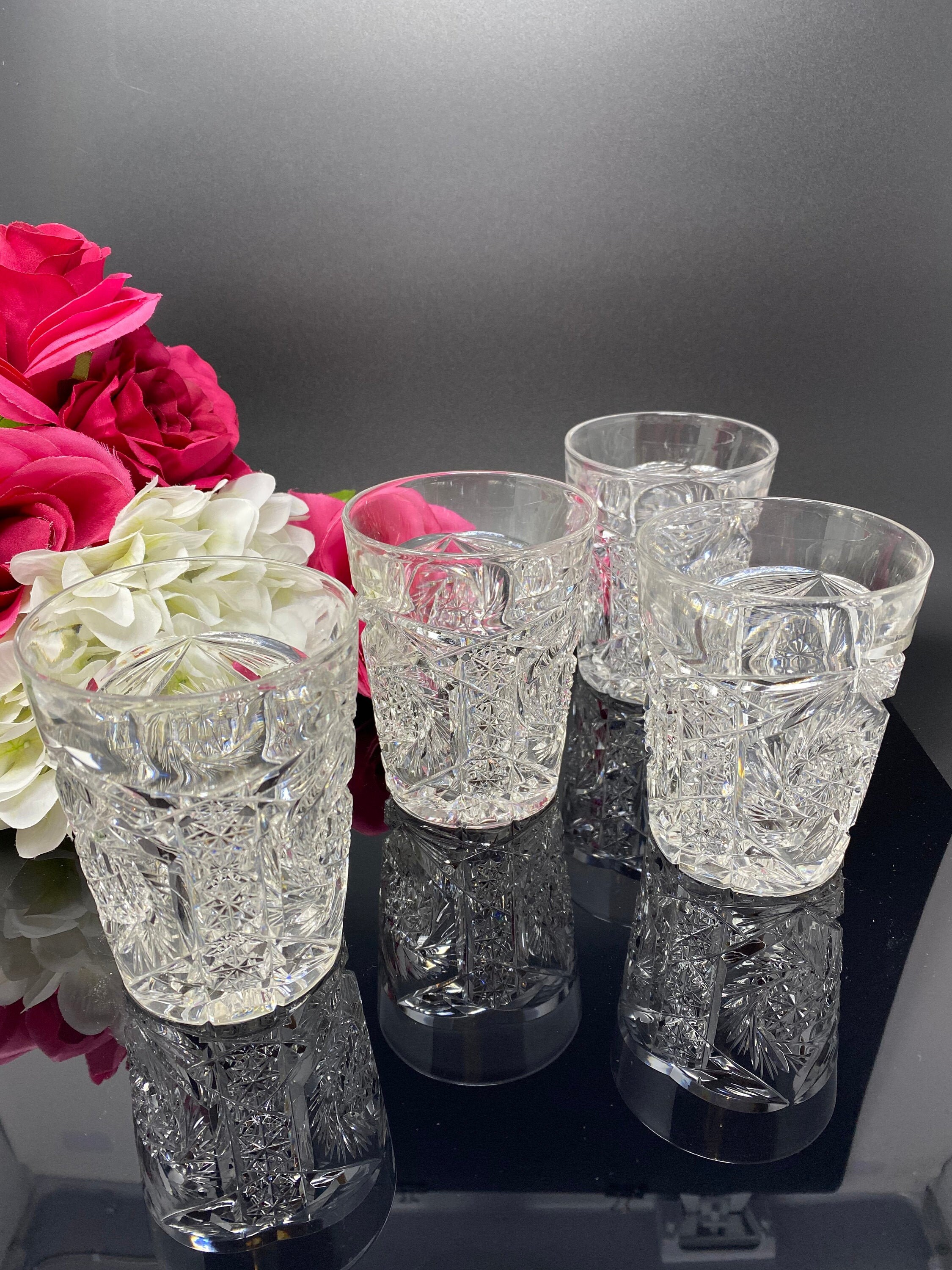 Brilliant Cut Crystal Tumblers Set of Four 4 Etsy