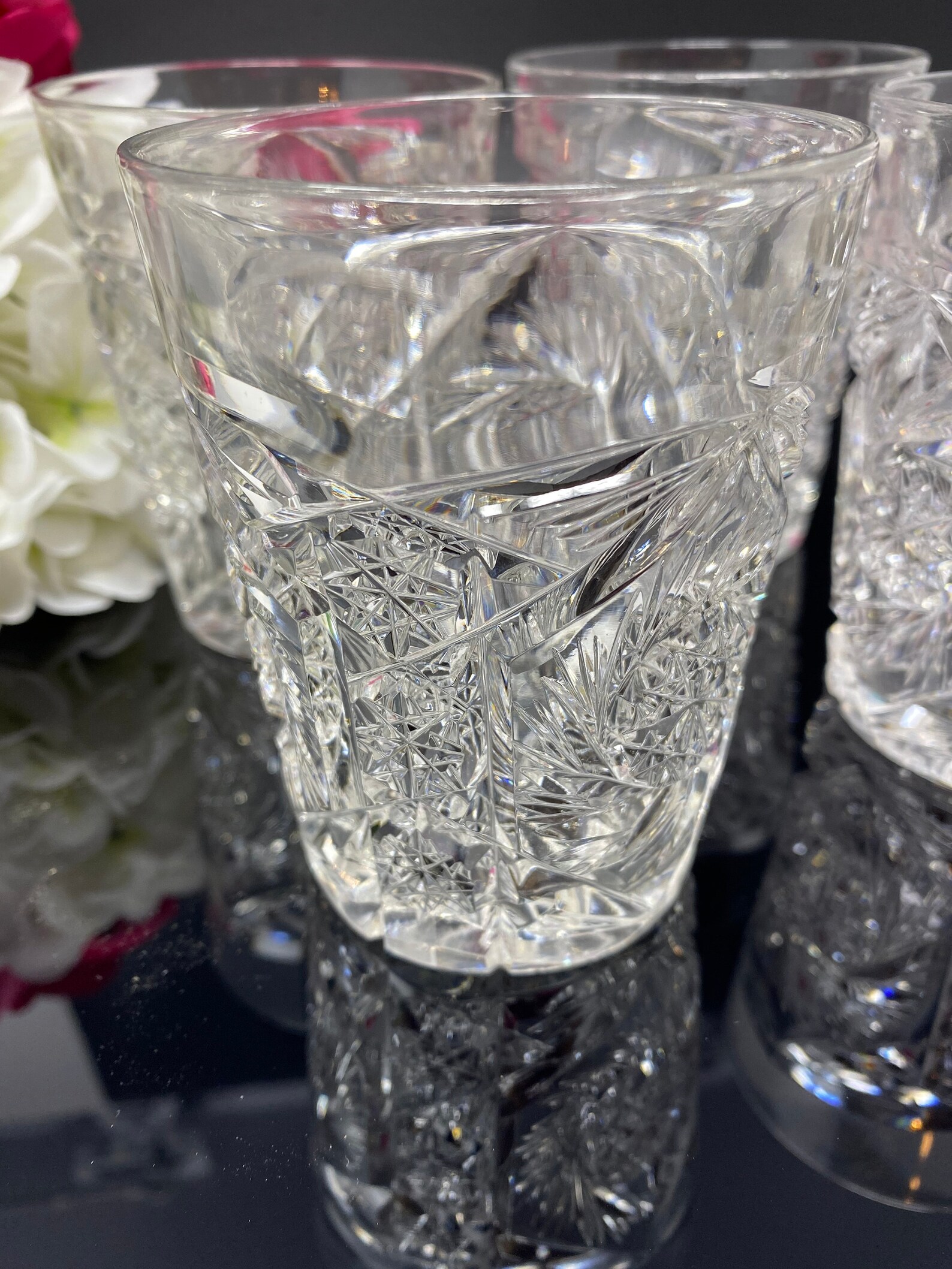 Brilliant Cut Crystal Tumblers Set of Four 4 Etsy