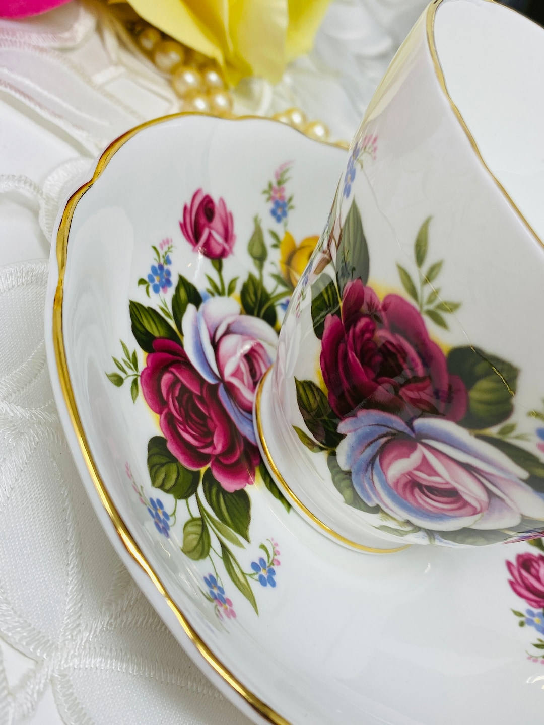 Regency Multi Colored Roses Tea Cup and Saucer - Etsy
