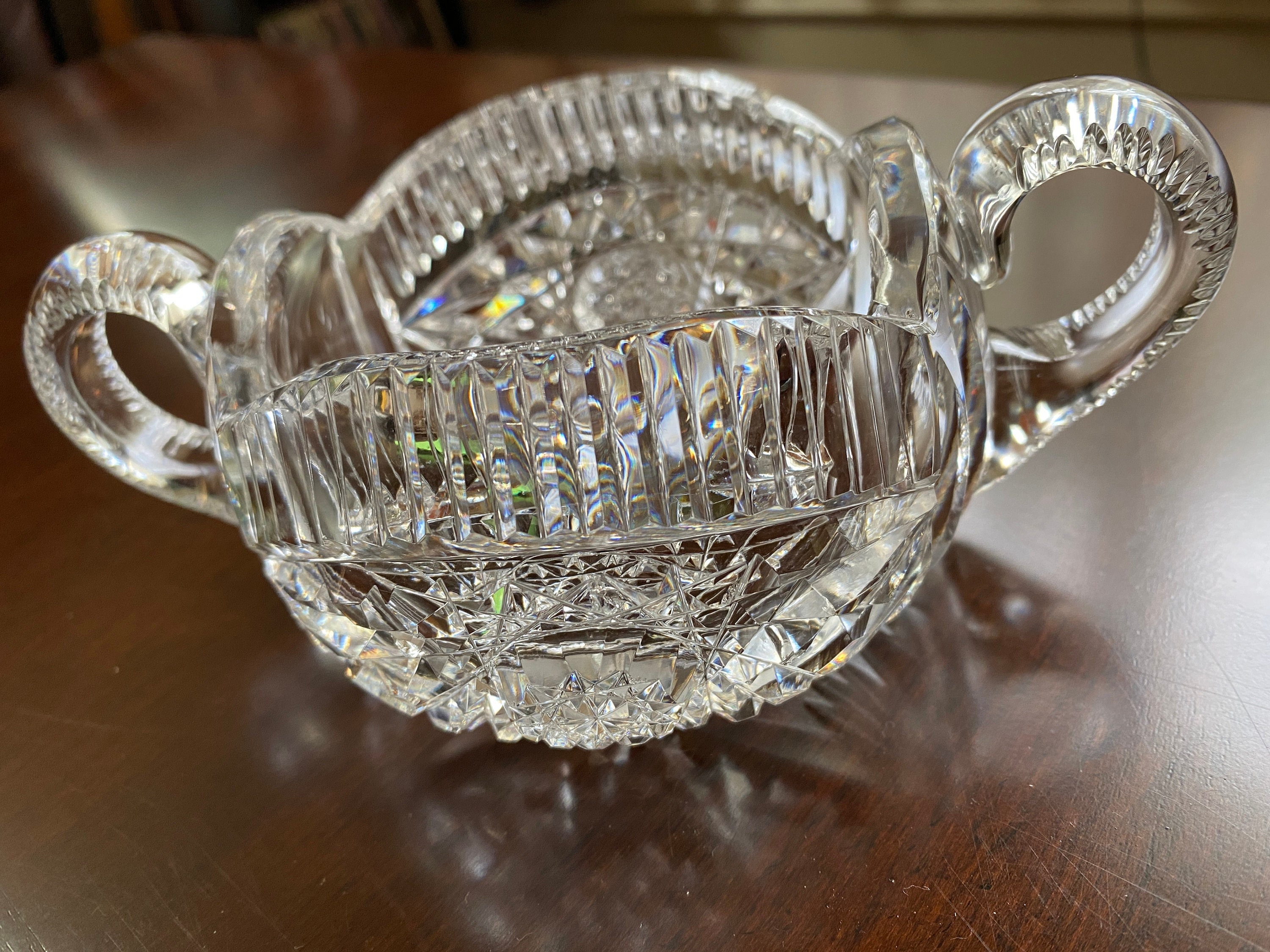 西ドイツ製 リードクリスタルキャンディポット ヴィンテージ カット ガラス