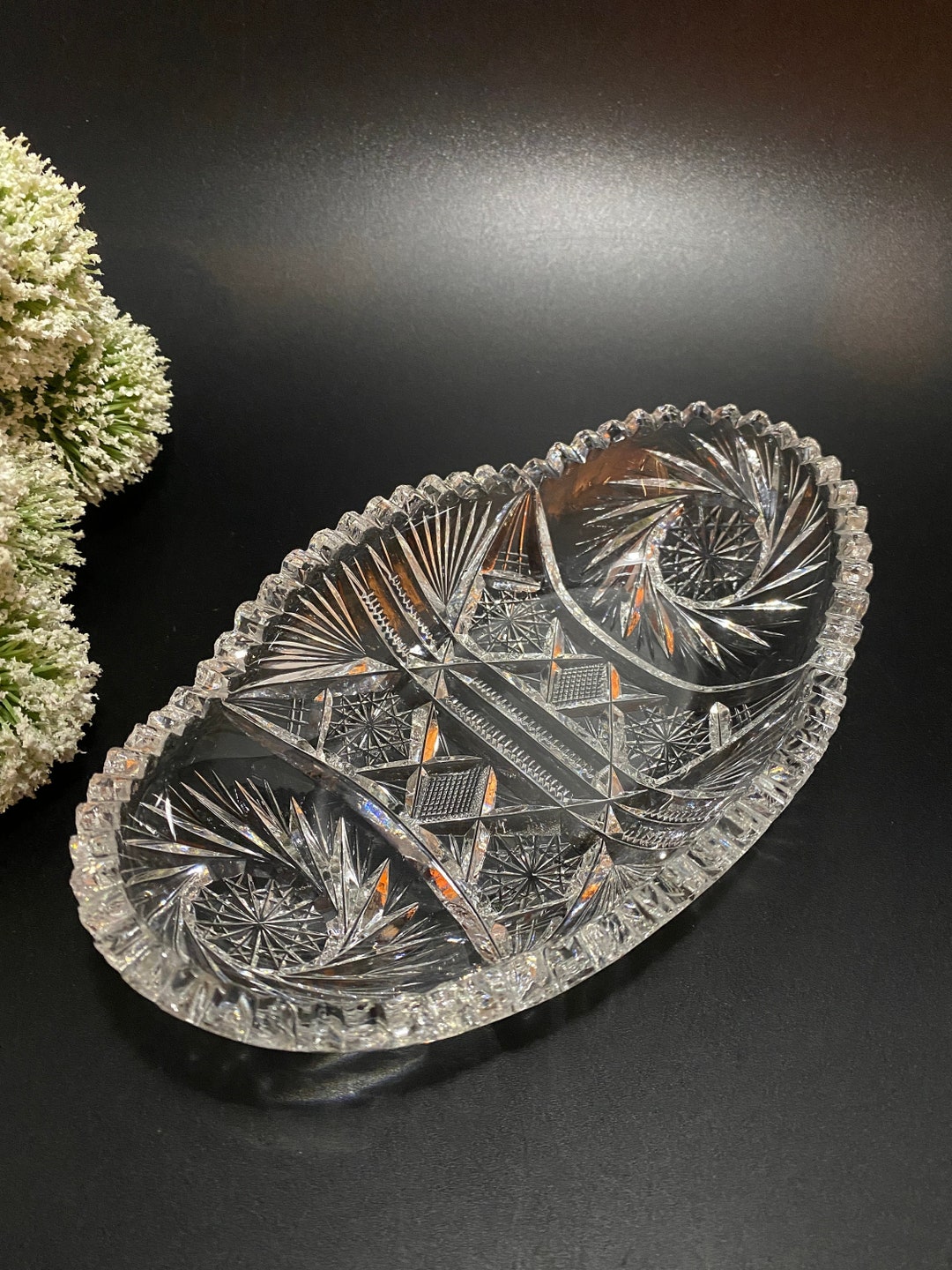 Oval Relish ABP Cut Crystal 