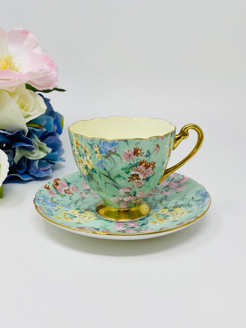 Shelley Chintz melody Pattern Tea Cup & Saucer Etsy