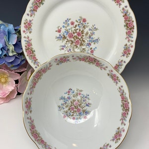 Remington Fine China by Red Sea Pink Roses Serving Bowl and Plate