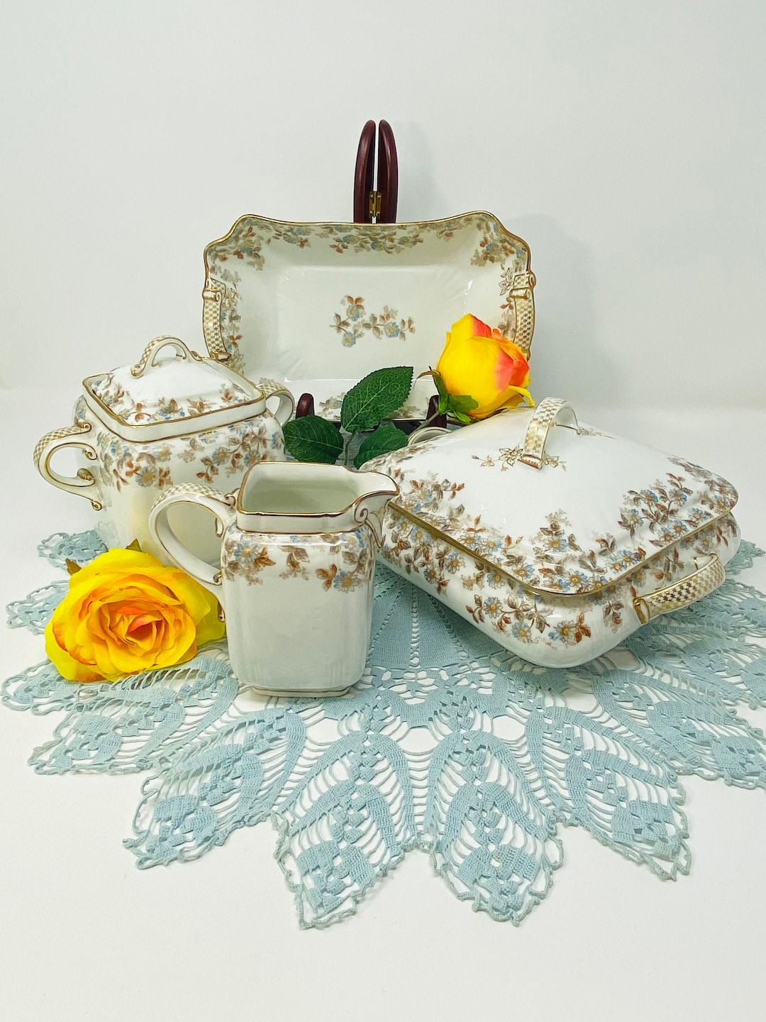 Antique CFH/GDM Haviland Limoges Blue Flowers and Vines Etsy