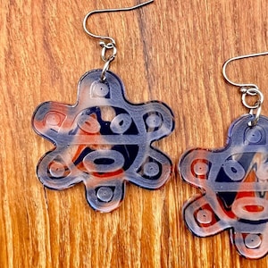 Red, White, and Blue Resin Sol Taino Earrings