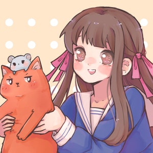 Tohru with Cat and Mouse - 5x7 Print