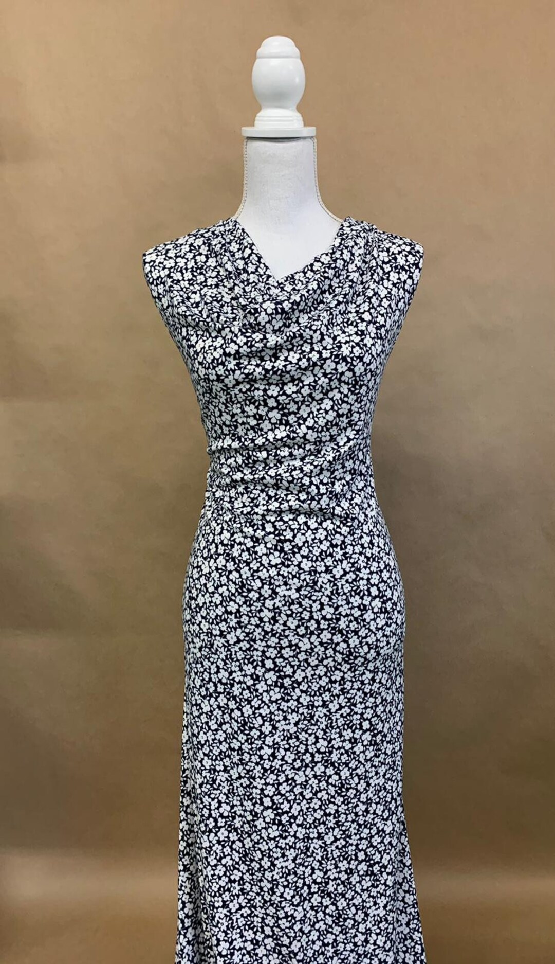 Navy and White Floral Print Double Brushed Poly-96 Polyester 4 - Etsy