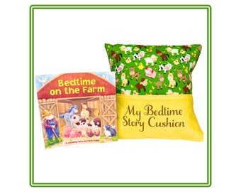 Farmyard Friends Story/Book/Reading/Pocket/Gift Cushion/Book Pillow - Handmade - Free Personalisation - Free Book - Free UK Delivery!
