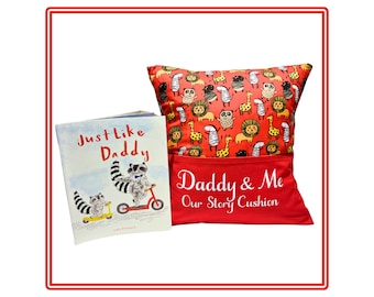 Personalised 'Safari  Animals’ Story/Book/Reading/Pocket Cushion with FREE Children's Book! - Unique Children's gift -Handmade Free UK p&p!