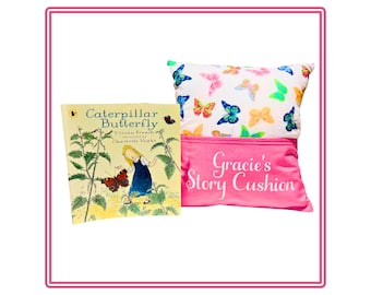 Personalised 'Butterflies’ Story/Book/Reading/Pocket Cushion with FREE Children's Book! - Unique Children's gift - Free UK Postage!