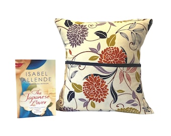 Mother's Day/Birthday/Gifts for Her - Handmade 'Bold Floral' Pocket Cushion/Reading Cushion/Book Cushion  - Unique Gift -Free UK Postage!