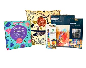 Handmade 'Acrylics Artist' Pocket Cushion Gift Set - Mother's Day|Birthday|Gifts for Her - Free UK Postage