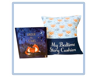 Personalised 'Friendly Foxes’ Story/Book/Reading/Pocket Cushion with FREE Children's Book! - Unique Children's gift - Free UK Postage!