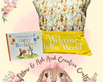 Personalised 'Bunnies’ Story/Book/Reading/Pocket Cushion with FREE Children's Book! - Unique Children's gift - Handmade - Free UK Postage!