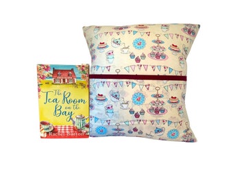 Mother's Day/Birthday/Gifts for Her - Handmade 'Afternoon Tea' Pocket Cushion/Reading Cushion/Book Cushion  - Unique Gift -Free UK Postage!