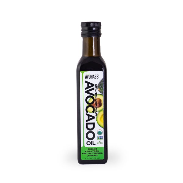 Avohass Organic Extra Virgin Avocado Oil, USDA Certified Organic, Non-GMO Project Verified, 8.5 fl oz Bottle