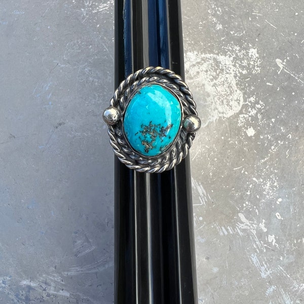 Vintage Old Pawn Turquoise Navajo Sterling Silver Ring