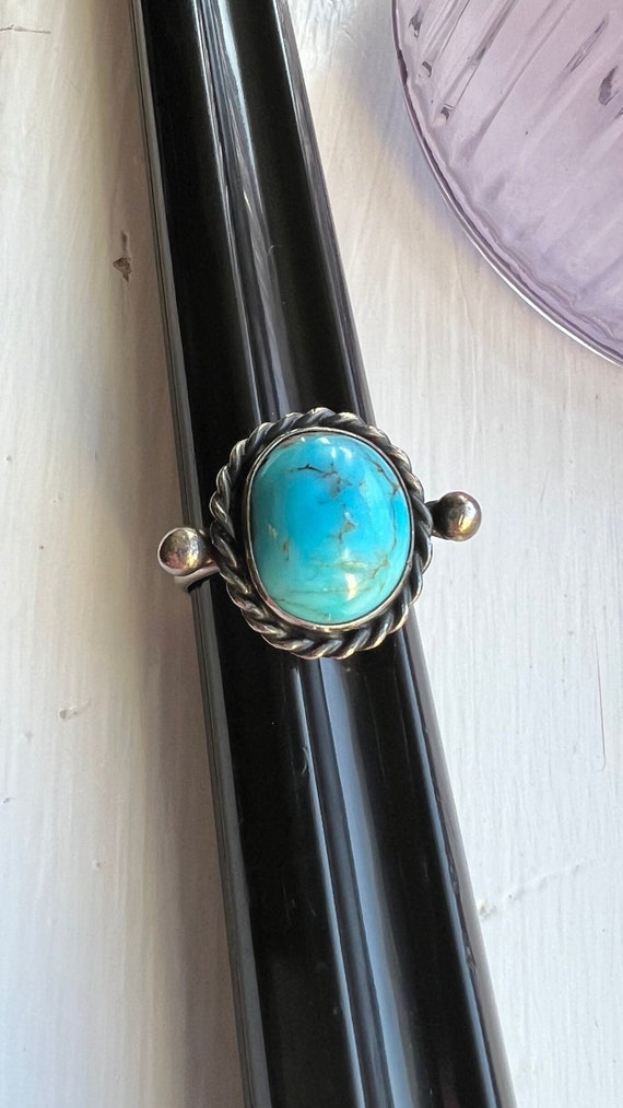 Vintage Round Turquoise Sterling Silver Ring