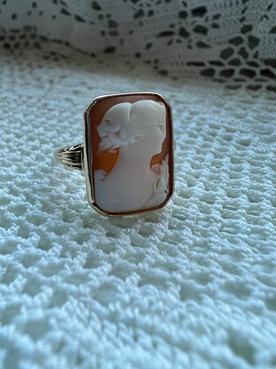 Antique 10k Yellow Gold Cameo Ring - image 7