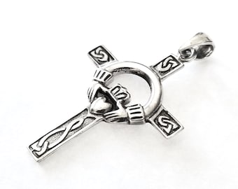 Sterling Claddagh Cross Pedant
