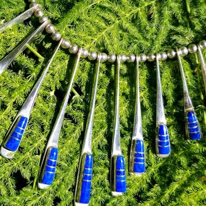 Hand Crafted Sterling Silver and Lapis Waterfall Necklace