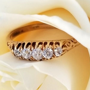 Victorian 18k Yellow Gold Old Mine Cut Diamond Band