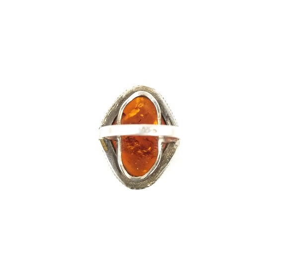 Large Vintage Sterling Silver & Amber Ring - image 7