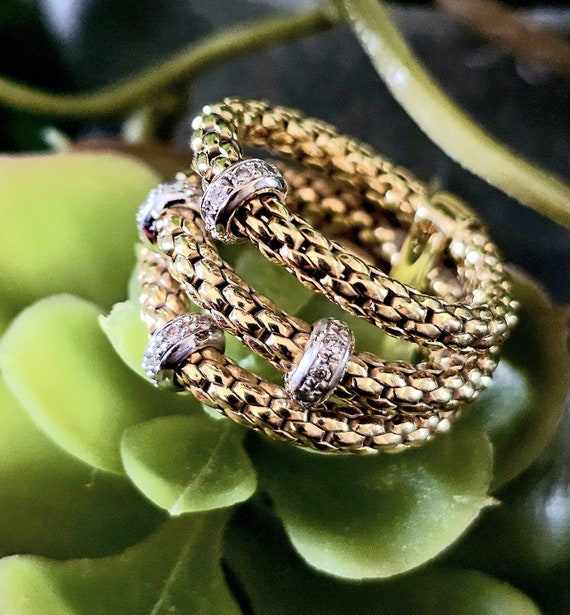 Italian Fope 18k & Diamond Flex Ring - Etsy