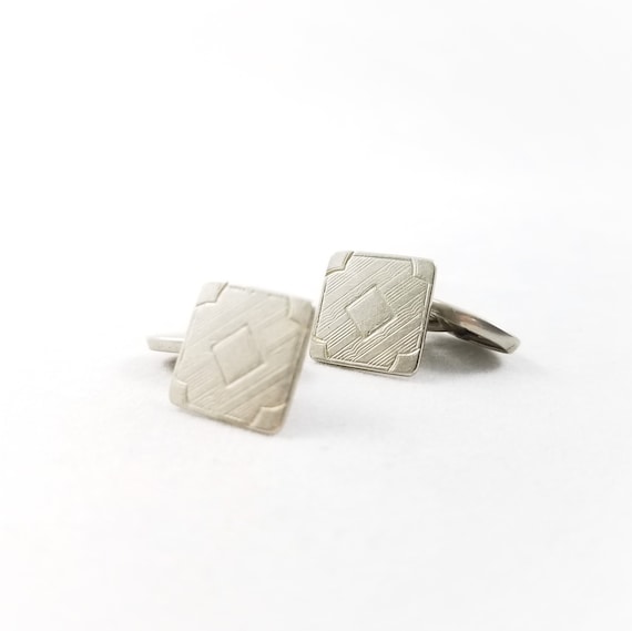 Art Deco Sterling Silver Cuff Links - image 1