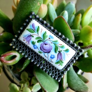 Vintage Floral Rostov Finift Brooch