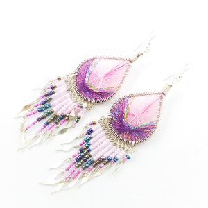 Hand Crafted Large Peruvian Thread Chandelier Earrings