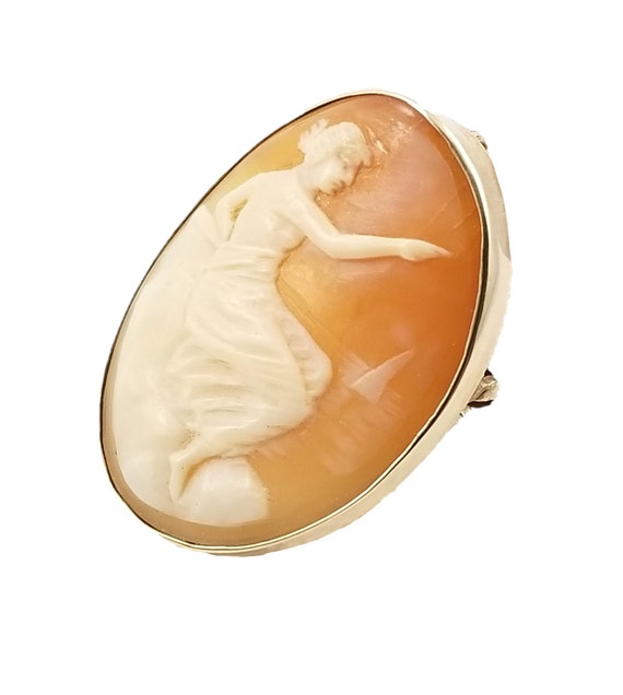 Antique 14k Shell Cameo Pendant/Brooch - image 3