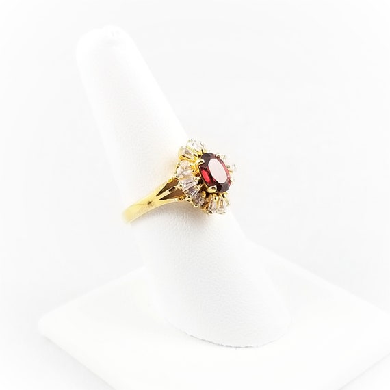 Sterling Silver Gold Plate Red & Clear CZ Balleri… - image 5