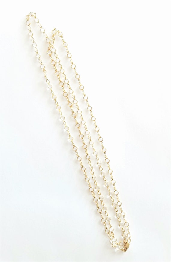 Gold Tone Crystal Stack Necklace - image 5