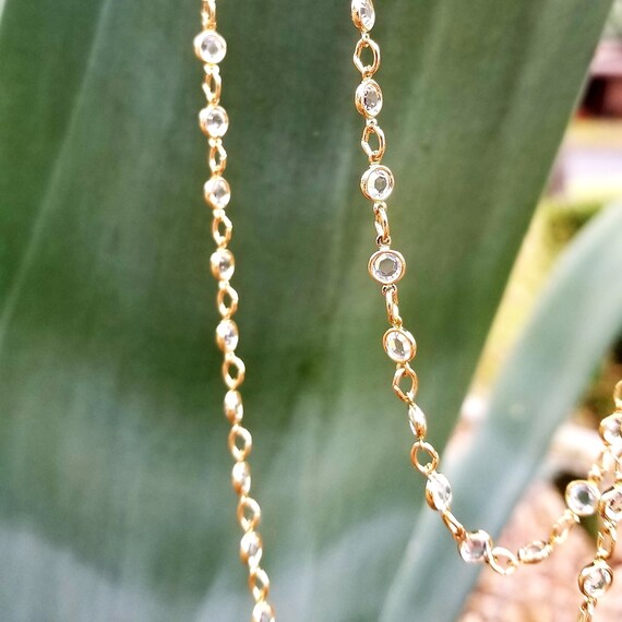 Gold Tone Crystal Stack Necklace - image 2