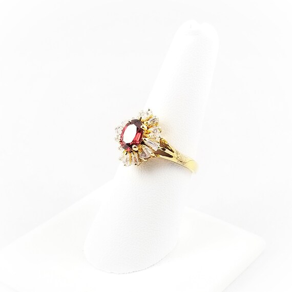 Sterling Silver Gold Plate Red & Clear CZ Balleri… - image 7